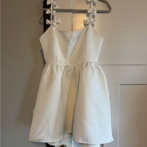 White Bow Strap Mini Dress
